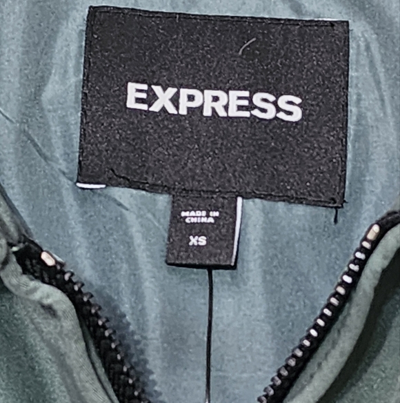 NWT Express Men's Green Bomber Jacket, sz XS - Picture 2 of 12